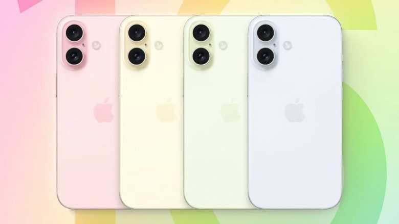 Dos de l'iPhone 16 en différentes couleurs.